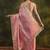 pink floral zari silk blend saree