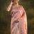 pink floral zari silk blend saree