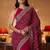 magenta floral embroidered georgette saree