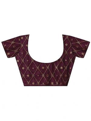 purple floral embroidered georgette saree 4