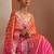 multi printed chinon saree with unstitched blouse piece