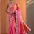multi printed chinon saree with unstitched blouse piece
