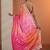 multi printed chinon saree with unstitched blouse piece