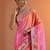 multi printed chinon saree with unstitched blouse piece