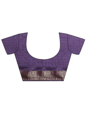 purple embellished saree with unstitched blouse piece 4