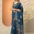 blue embellished saree with unstitched blouse piece