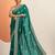 green embellished saree with unstitched blouse piece
