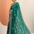 green embellished saree with unstitched blouse piece
