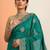 green embellished saree with unstitched blouse piece