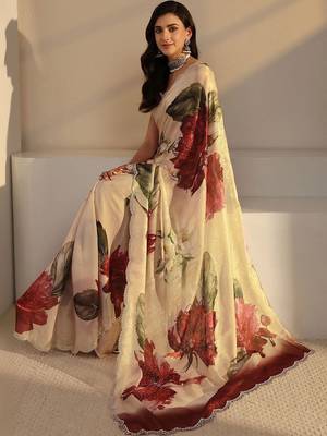 peach floral beads and stones tissue saree 1