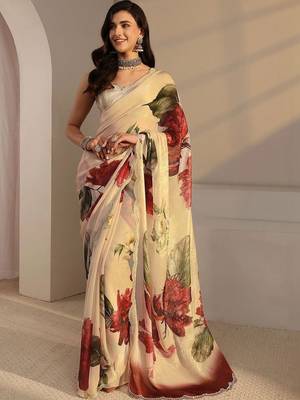 peach floral beads and stones tissue saree 2