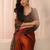 rust printed saree with blouse