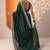green embellished saree with unstitched blouse piece