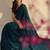 teal floral embellished organza saree with unstitched blouse piece