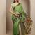 green paisley woven design saree with unstitched blouse piece