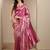 pink woven design banarsi saree with unstitched blouse piece