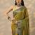 olive woven design banarasi saree with unstitched blouse piece