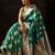 green woven design saree with unstitched blouse piece