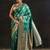 green woven design saree with unstitched blouse piece