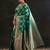 green woven design saree with unstitched blouse piece
