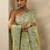 lime green embellished georgette saree with unstitched blouse piece