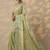 lime green embellished georgette saree with unstitched blouse piece