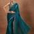 teal embellished organza sarees with unstitched blouse piece