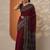 maroon solid saree with unstitched blouse piece