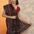 maroon solid saree with unstitched blouse piece