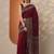 maroon solid saree with unstitched blouse piece