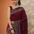 maroon solid saree with unstitched blouse piece