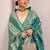 teal woven design banarasi silk blend saree with unstitched blouse piece