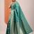 teal woven design banarasi silk blend saree with unstitched blouse piece