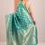 teal woven design banarasi silk blend saree with unstitched blouse piece