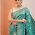 teal woven design banarasi silk blend saree with unstitched blouse piece