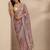 lavender embroidered nylon saree with unstitched blouse piece