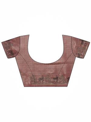 pink woven design banarasi saree with unstitched blouse piece 5