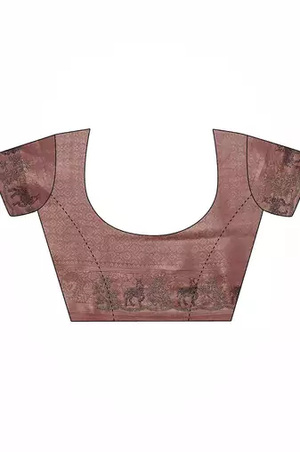 pink woven design banarasi saree with unstitched blouse piece