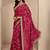 red tribal printed saree with unstitched blouse piece