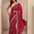 red tribal printed saree with unstitched blouse piece
