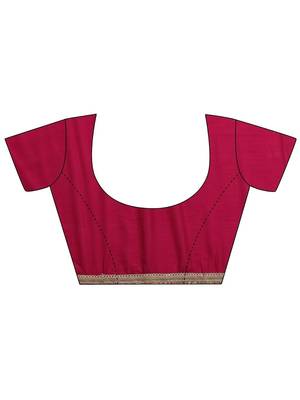 red tribal printed saree with unstitched blouse piece 5