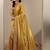 gold solid saree with unstitched blouse piece