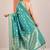 teal woven design sarees with unstitched blouse piece