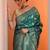 teal woven design sarees with unstitched blouse piece