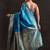 teal woven design saree with unstitched blouse piece