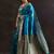 teal woven design saree with unstitched blouse piece