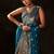 teal woven design saree with unstitched blouse piece
