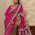 magenta bandhani printed saree with unstitched blouse piece