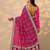 magenta bandhani printed saree with unstitched blouse piece