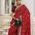 red bandhani printed saree with unstitched blouse piece